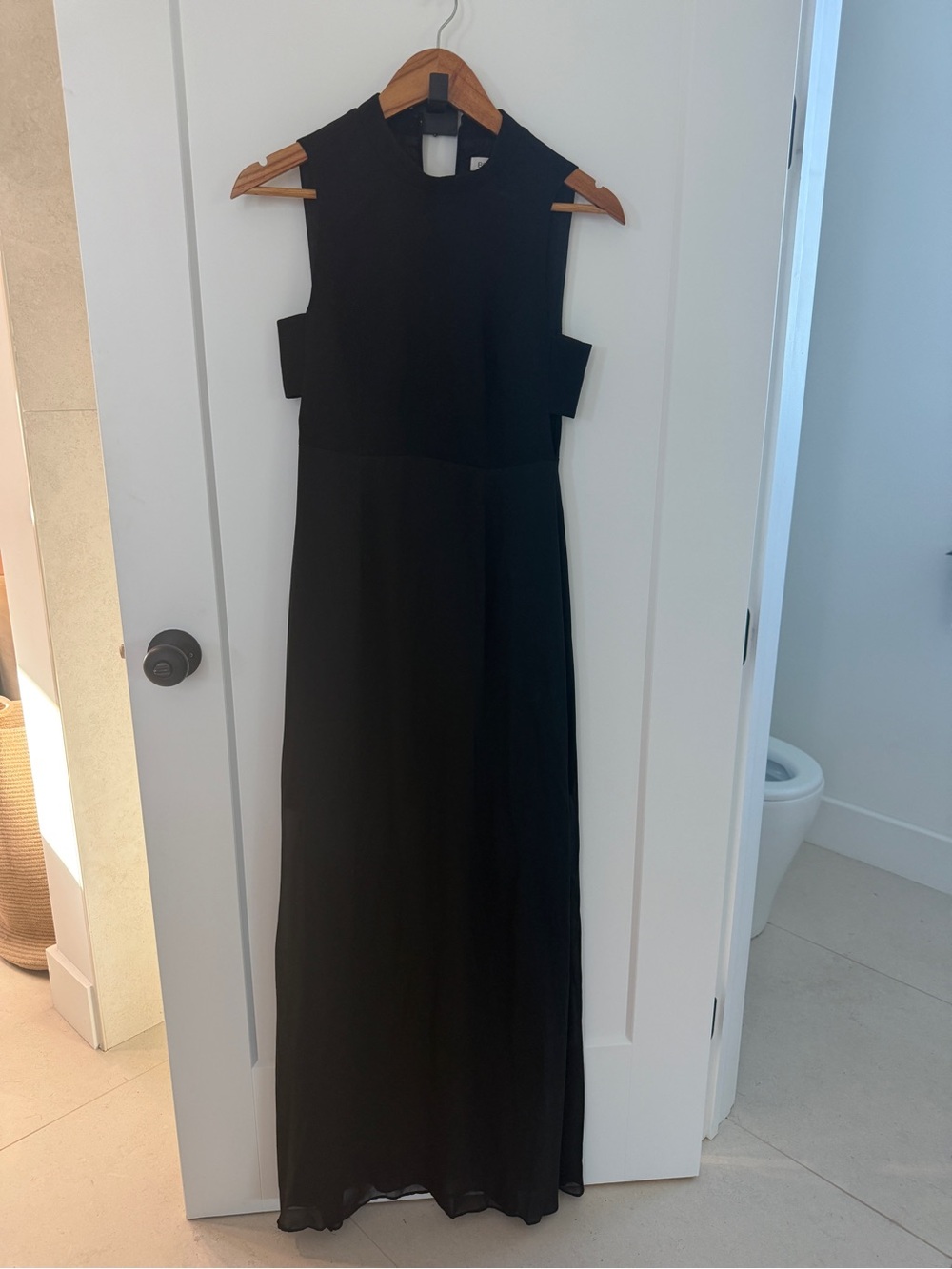 BCBG Black Mesh Cutout Maxi Dress